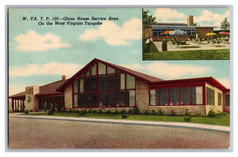 Postcard WV Glass House Service Area Turnpike Vintage Standard View Card 