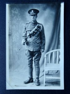 Military Portrait WW1 SOLDIER c1915 RP Postcard by London Portrait Co. ALDERSHOT