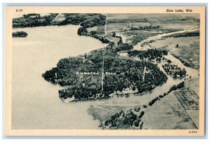 c1940 Birds Eye View Kiawatha Park Red Cedar River Rice Lake Wisconsin Postcard