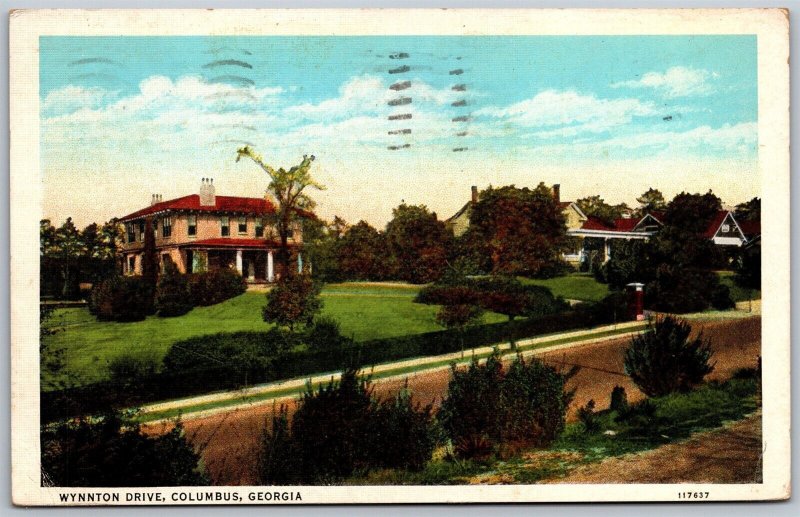 Vtg Columbus Georgia GA Houses on Wynnton Drive Residence 1930s View Postcard