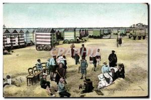 Belgie Belgium Old Postcard Blankenberghe Beach and cabins