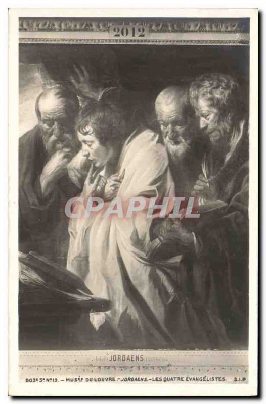 Old Postcard Jordaens Paris Louvre Museum The four evangelists