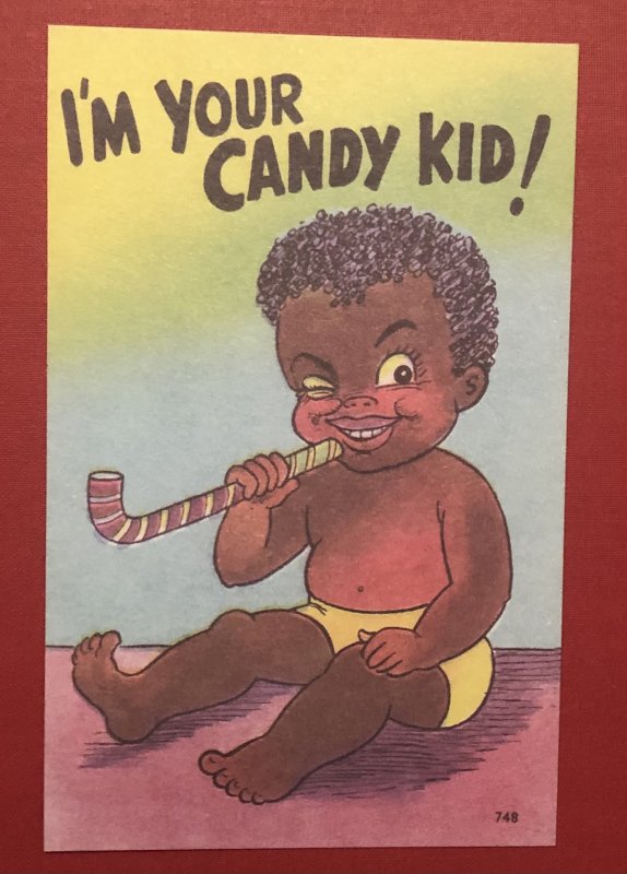 Black Americana, “I’m your candy kid”, Vintage Postcard