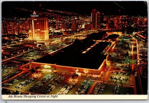 1972 Night Ala Moana Shopping Center Honolulu, HI Yacht Harbor Posted Postcard