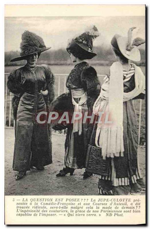 Postcard Old Fashion Headdress Woman panties skirt