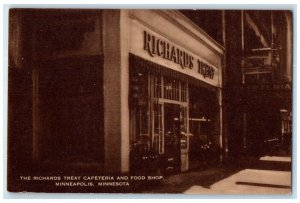 c1940 Richards Treat Cafeteria Food Shop Minneapolis Minnesota Artvue Postcard