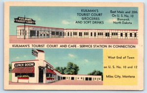 MILES CITY, Montana MT ~ Roadside Motel KUILMAN'S TOURIST COURT 1941 Postcard