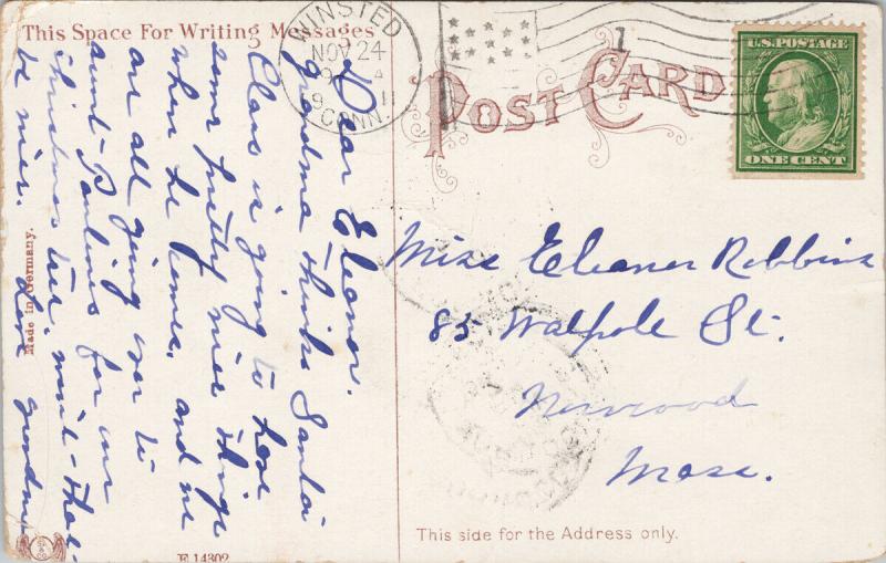 Opera House and Post Office Winsted CT Conn c1911 Postcard D93