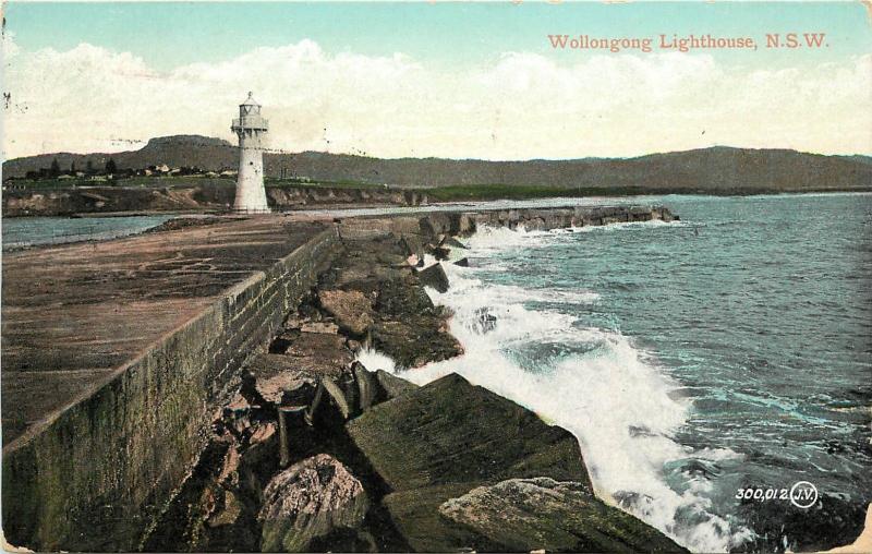 Vintage Postcard; Wollongong Lighthouse New South Wales Australia Posted