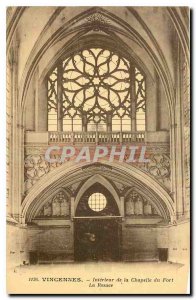 Postcard Old Vincennes Interior of Fort Chapel The Rose Window