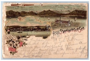 Starnberg Bavaria Germany Postcard Greetings from Lake Starnberg 1897