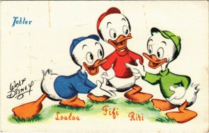 PC CPA DISNEY, HUEY,DEWEY AND LOUIE, TOBLER ADVERTISING, POSTCARD (b15136)