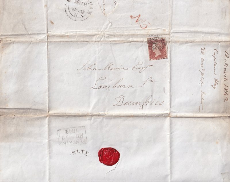 Cheltenham Gloucester Solicitors Dumfries Postmark 1842 Victorian Penny Red Lett