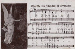 Silently The Shades Of Evening Sheet Music Real Photo Antique RPC 1910 Postcard