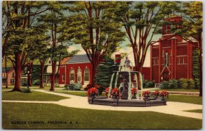Fredonia New York, 1943 Barker Common, Fountain, Park, Field, Vintage Postcard