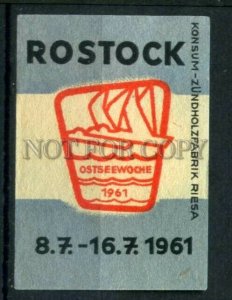 500504 GERMANY Rostock Ostseewoche Vintage match label