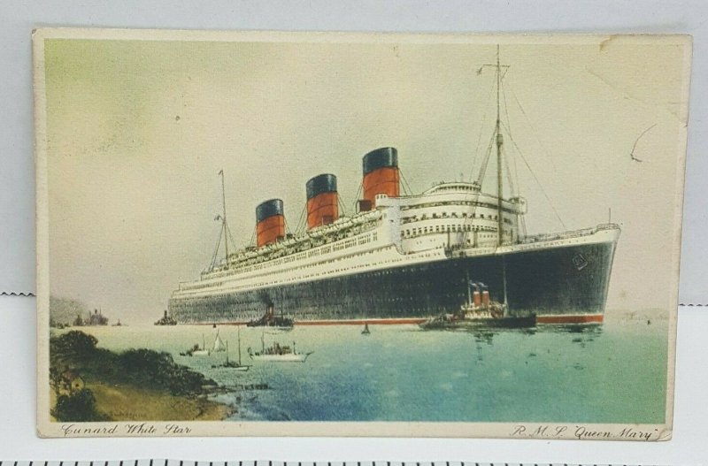 RMS Queen Mary Gunard White Star Vintage Postcard