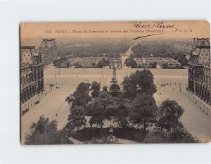 Postcard Place du Carrousel et et Jardins des Tuileries (Panorama) Paris France