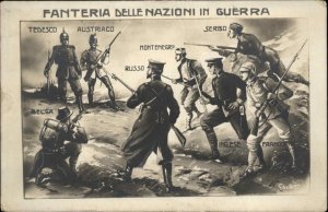 WWI Propaganda Italy Soldiers Uniforms Guns Weapons Art Real Photo Postcard