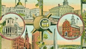 Postcard Antique Multi-View of Landmarks in The Hub, Boston, MA.         aa2