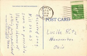Merrimack Street, Lowell MA c1944 Please See Description for Sender Postcard G14