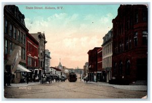 c1910's State Street Scene Auburn New York NY Posted Postcard 