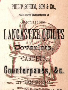 1876 Philip Schum Son & Co. Lancaster Quilts Counterpanes Spinning Wheel #2 7E