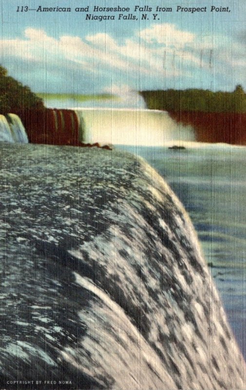 New York Niagara Falls American and Horseshoe Falls From Prospect Point 1945 ...