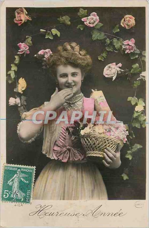 Postcard Happy Year Old Woman