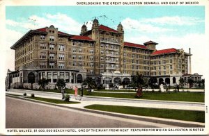 Texas Galveston Hotel Galvez Overlooking The Great Seawall 1930 Curteich