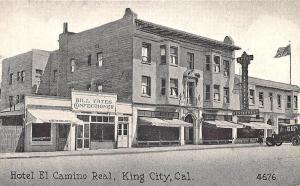 King City CA Hotel El Camino Real Candy Store Old Car Postcard