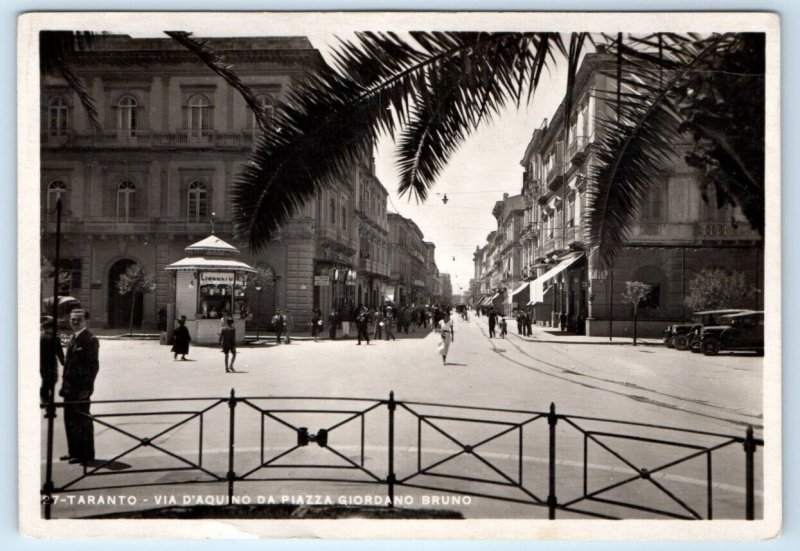 RPPC Taranto Via D'Aquino Da Piazza Giordano Bruno ITALY 4x6 Postcard