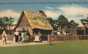 Vintage Postcard Replica 1St House By Plimouth Plantation Plymouth Massachusetts