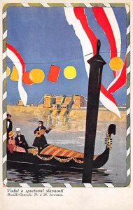 Vodni a Sportovni slavnosti Europe Poster Art Unused 