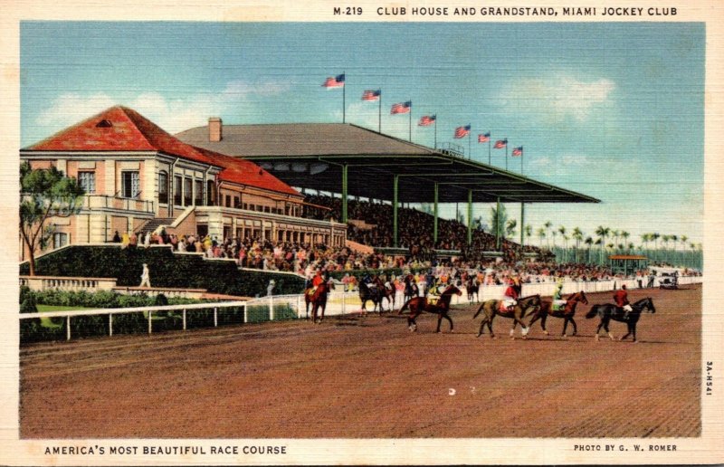 Florida Miami Club House and Grandstand Miami Jockey Club Curteich