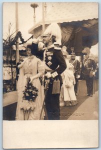 Sweden Postcard Stockholm Royalty Walking Parade Scene c1910 Posted RPPC Photo