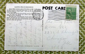 Log Cabin, Samuel Hills Residence, Two Story RPPC Postcard, New Salem State Park