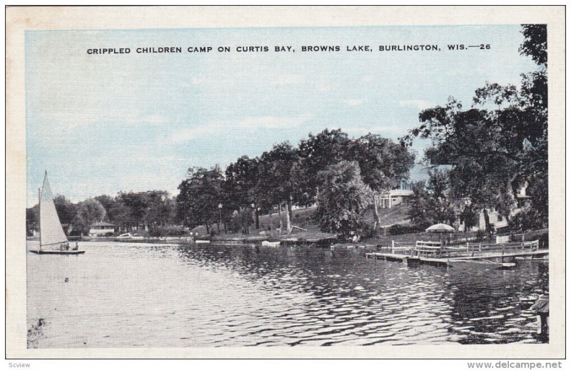 Sailboat, Crippled Children Camp On Curtis Bay, Browns Lake, BURLINGTON