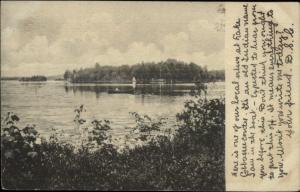 Lake Scene Halloweel ME Cancel c1910 Postcard