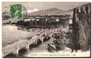 Old Postcard Geneve The Pont du Mont Blanc and Mont Blanc