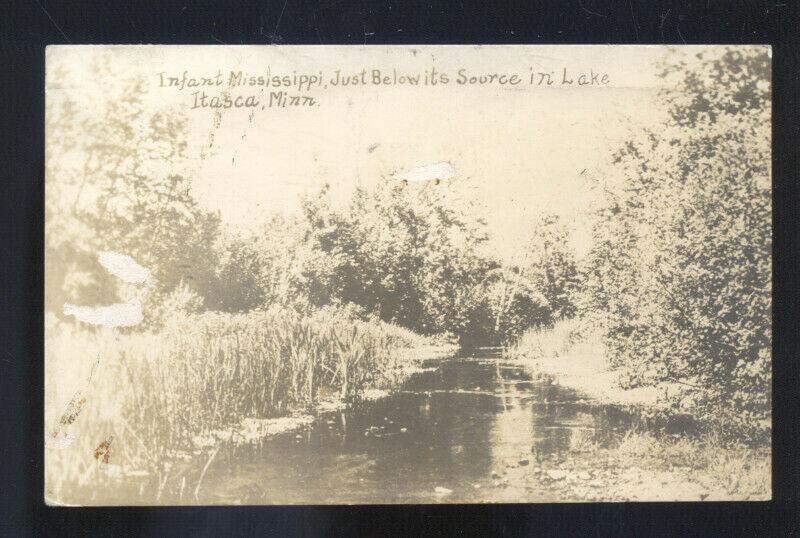 RPPC ITASCA MINNESOTA START OF THE MISSISSIPPI VINTAGE REAL PHOTO POSTCARD