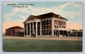 JH4/ Huntington West Virginia Postcard c1910 C&O Railroad Depot 136