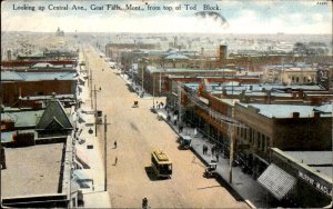 Great Falls Montana TYPO Central Ave Trolley c1900-20s Vintage Postcard