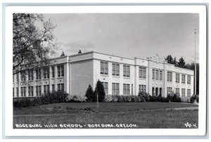 Roseburg Oregon OR Postcard RPPC Photo Roseburg High School Building c1940's