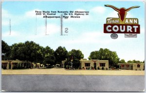 VINTAGE POSTCARD THE TEXAS ANN COURT MOTEL LOCATED ALBUQUERQUE NEW MEXICO 1952 A