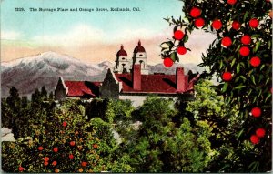 Vtg Postcard Redlands California CA -The Burrage Place & Orange Grove Unused