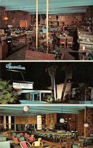 THE HAWAIIAN Long Beach, CA Tiki Bar Roadside Night c1950s Vintage Postcard