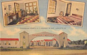 Evangeline Courts Hy 90 Lafayette Louisiana Linen Vintage Postcard RR176