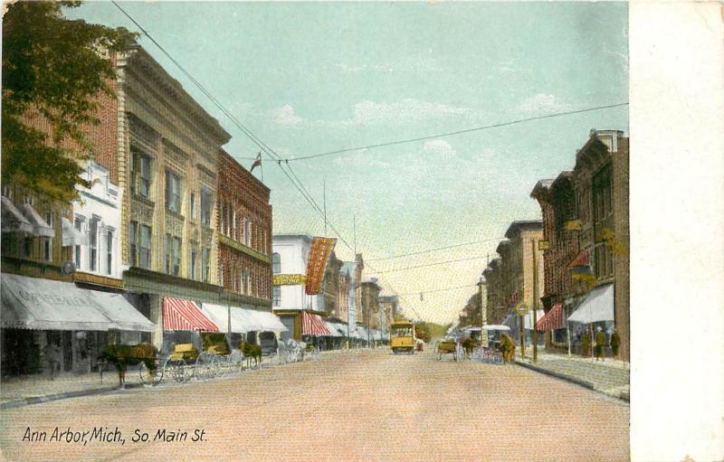 c1907 Postcard; Ann Arbor MI South Main Street Scene Unposted Washtenaw County