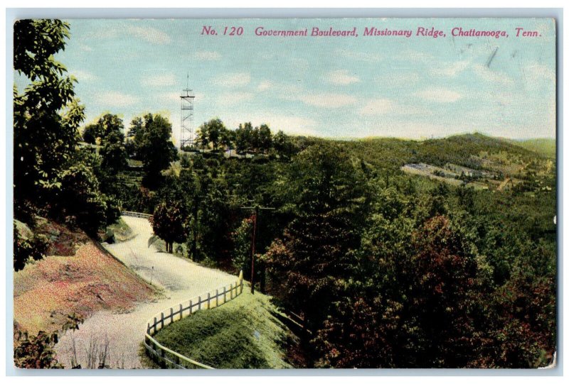c1910 Government Boulevard Missionary Ridge Chattanooga Tennessee TN Postcard